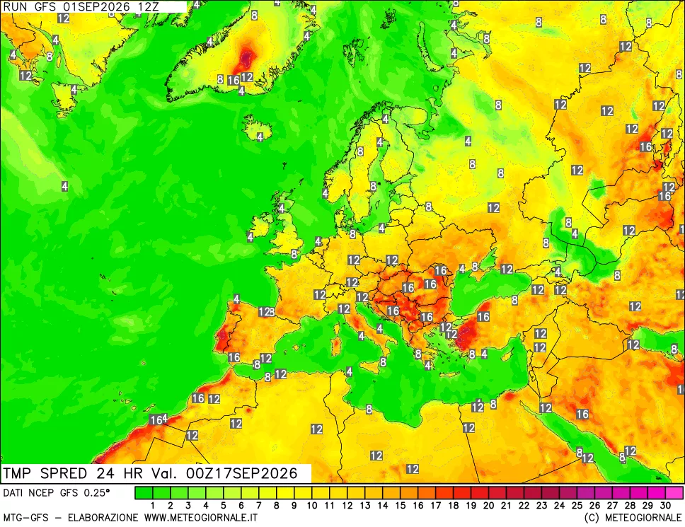 mappa Dif. TMax-TMin 24 ore