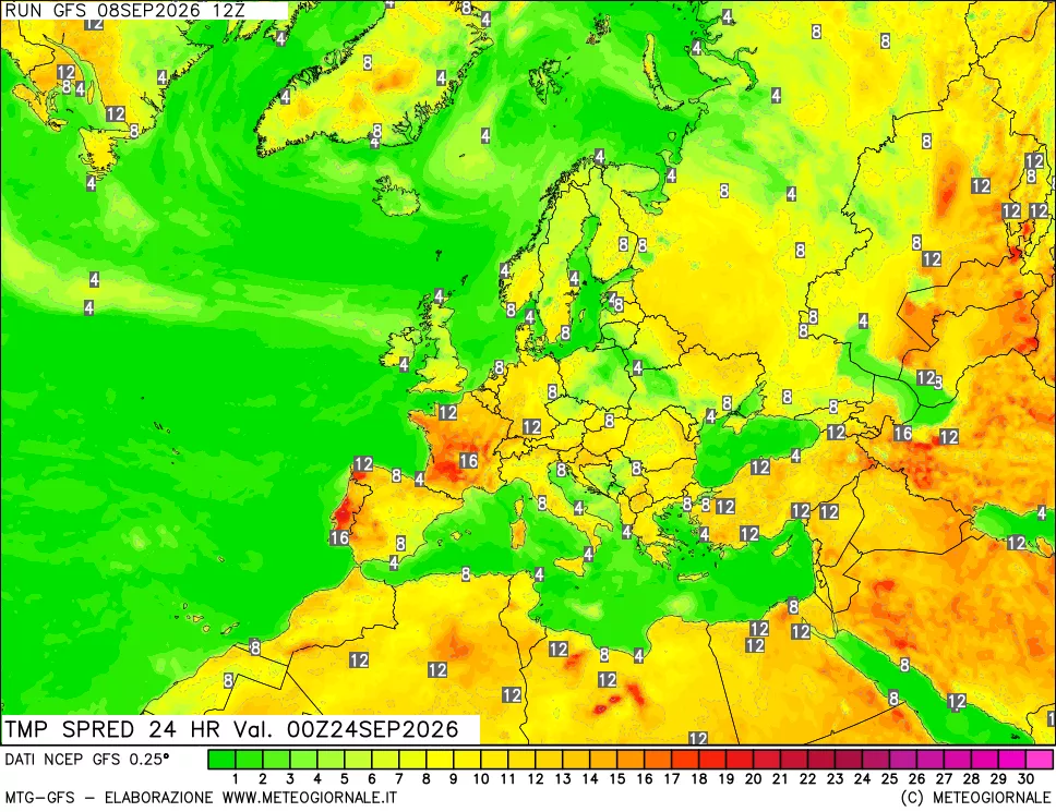 mappa Differenza TMax-TMin 24 ore