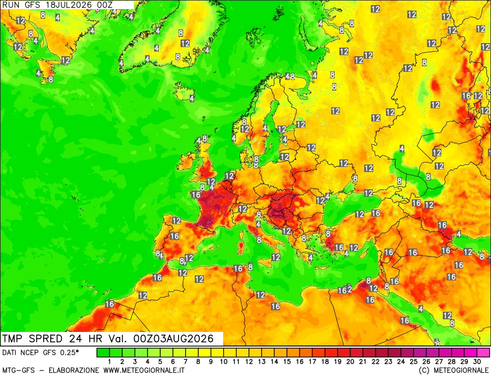 mappa Differenza TMax-TMin 24 ore