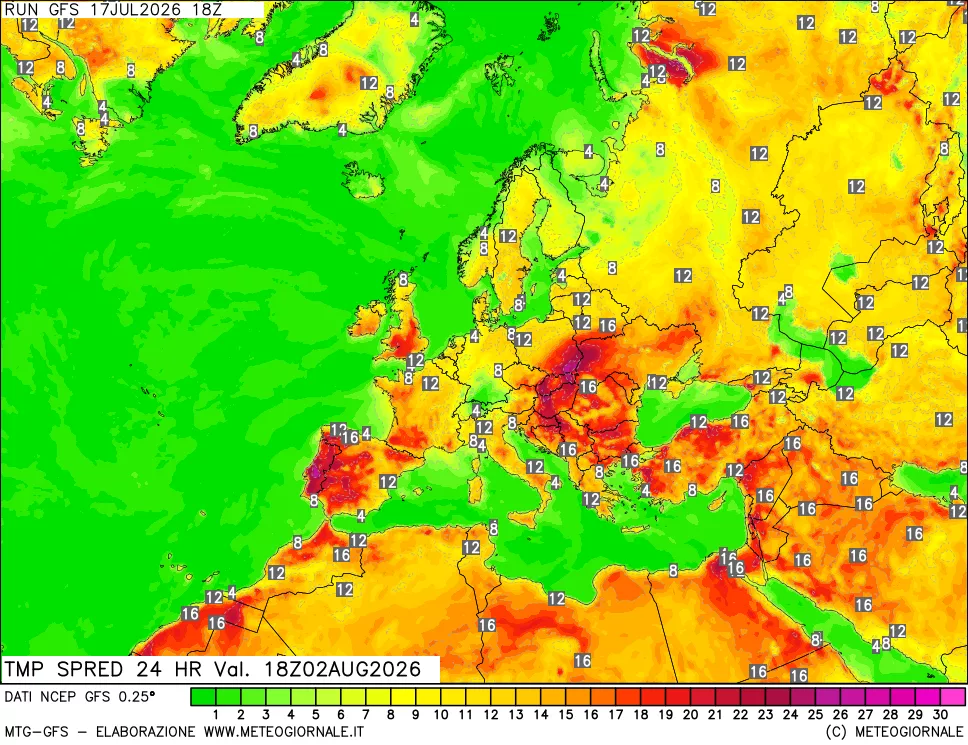 mappa Differenza TMax-TMin 24 ore