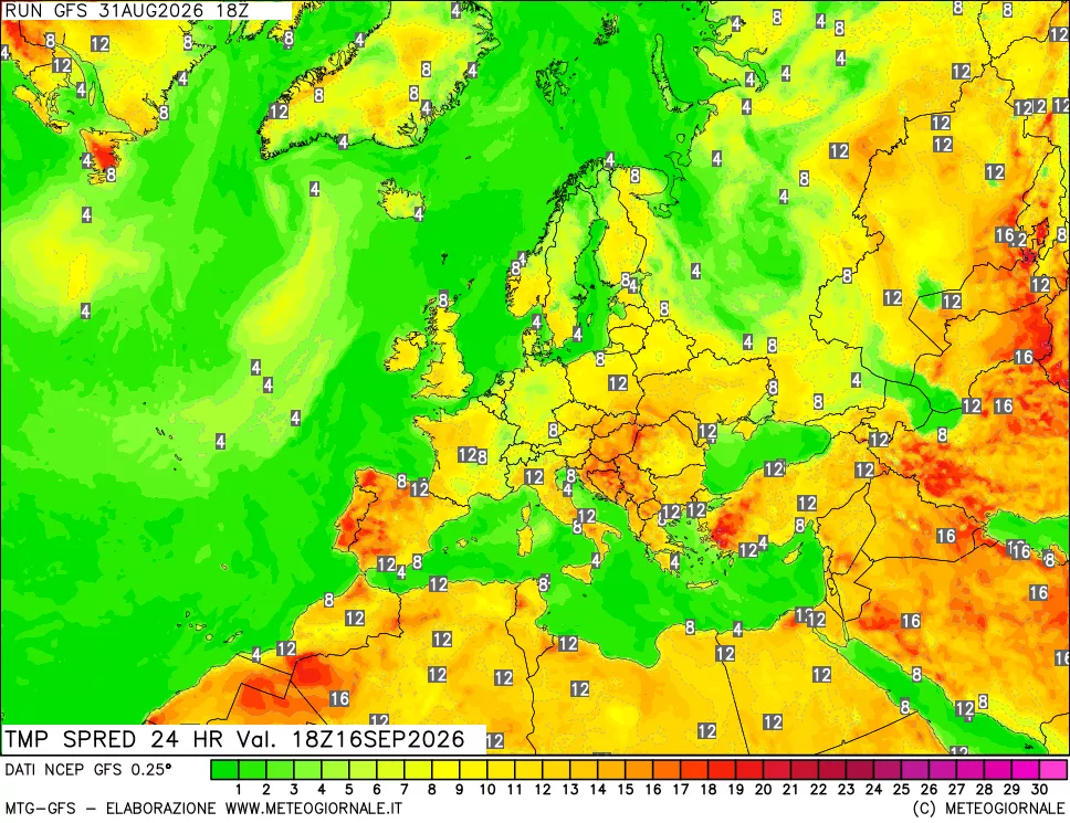 mappa Dif. TMax-TMin 24 ore