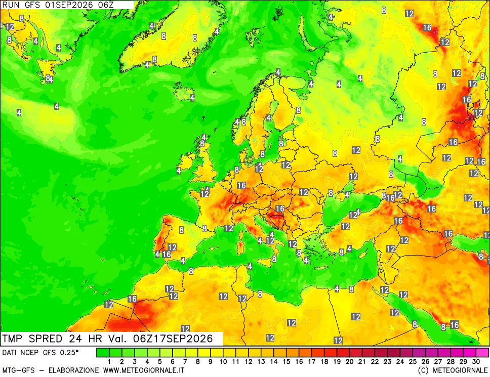 mappa Dif. TMax-TMin 24 ore