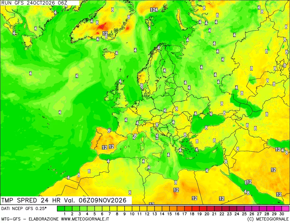 mappa Differenza TMax-TMin 24 ore