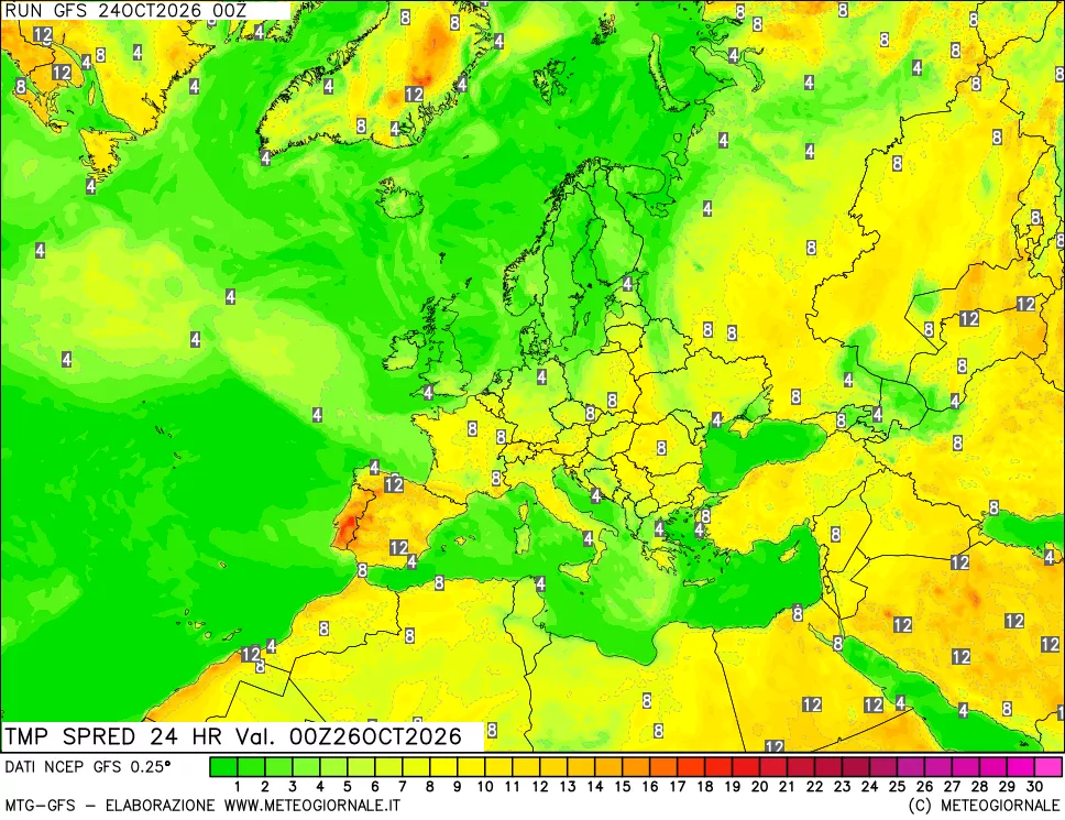 mappa Dif. TMax-TMin 24 ore
