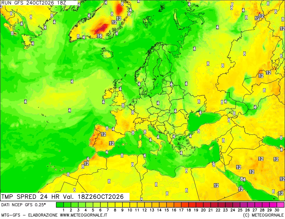 mappa Differenza TMax-TMin 24 ore