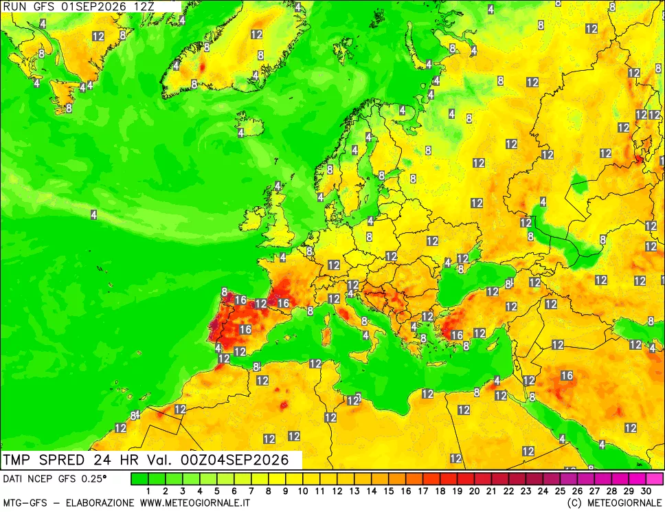 mappa Dif. TMax-TMin 24 ore