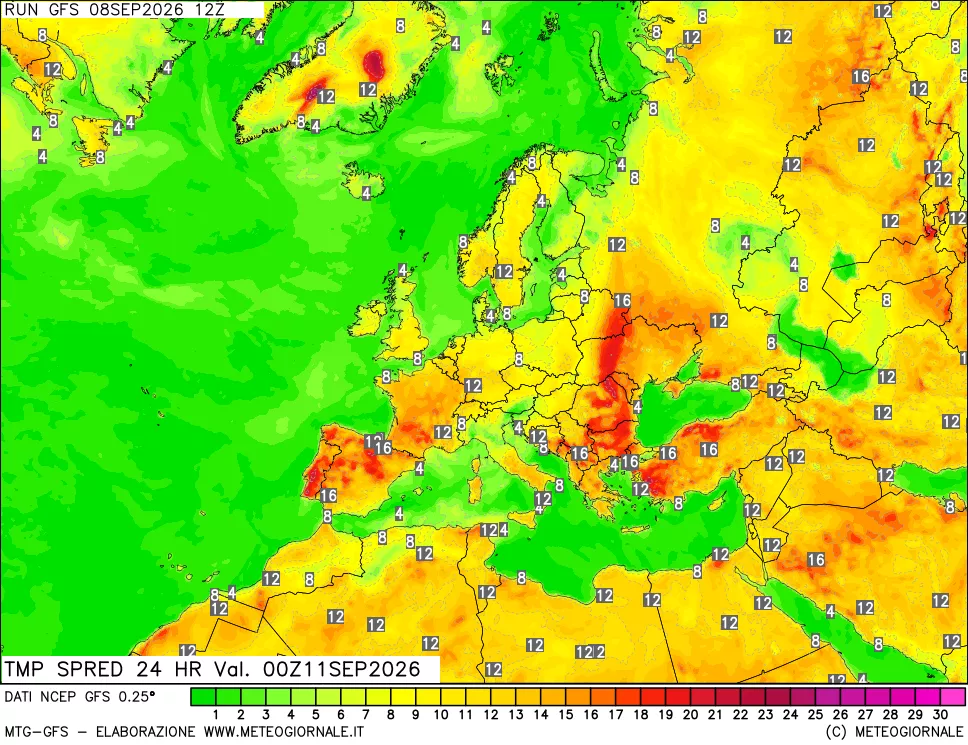 mappa Dif. TMax-TMin 24 ore