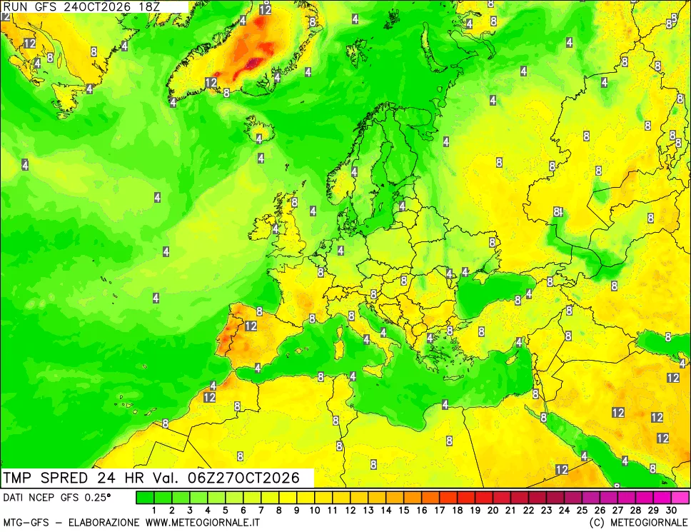 mappa Differenza TMax-TMin 24 ore