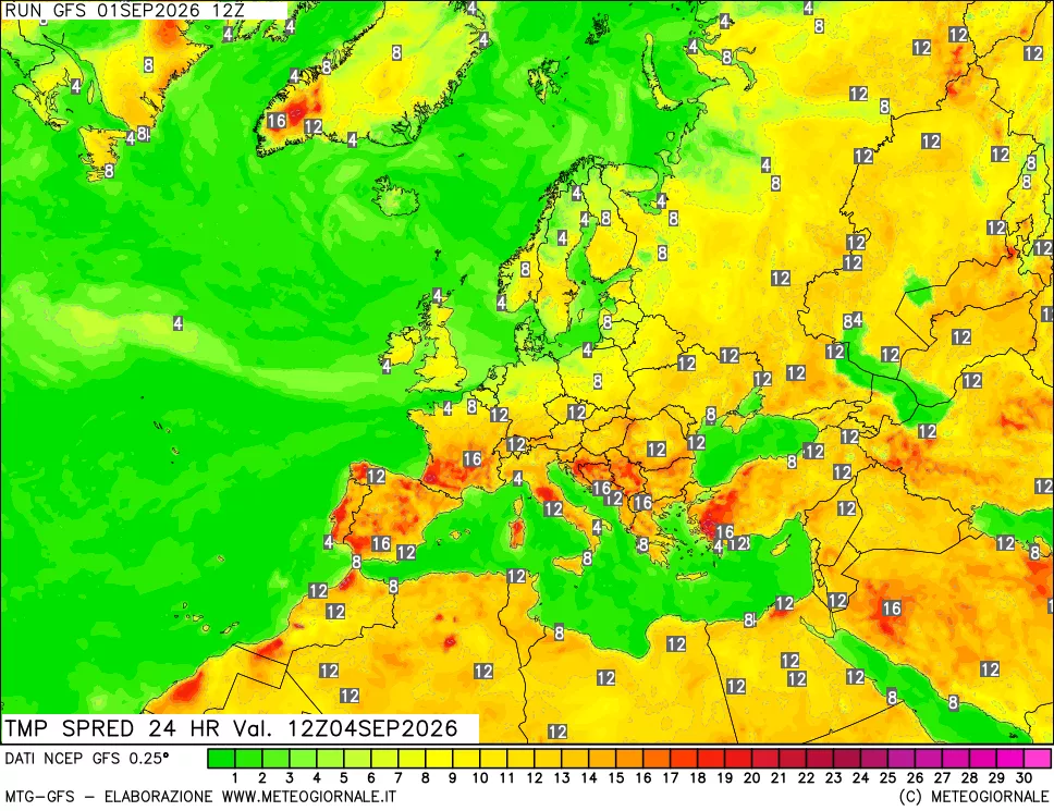 mappa Dif. TMax-TMin 24 ore