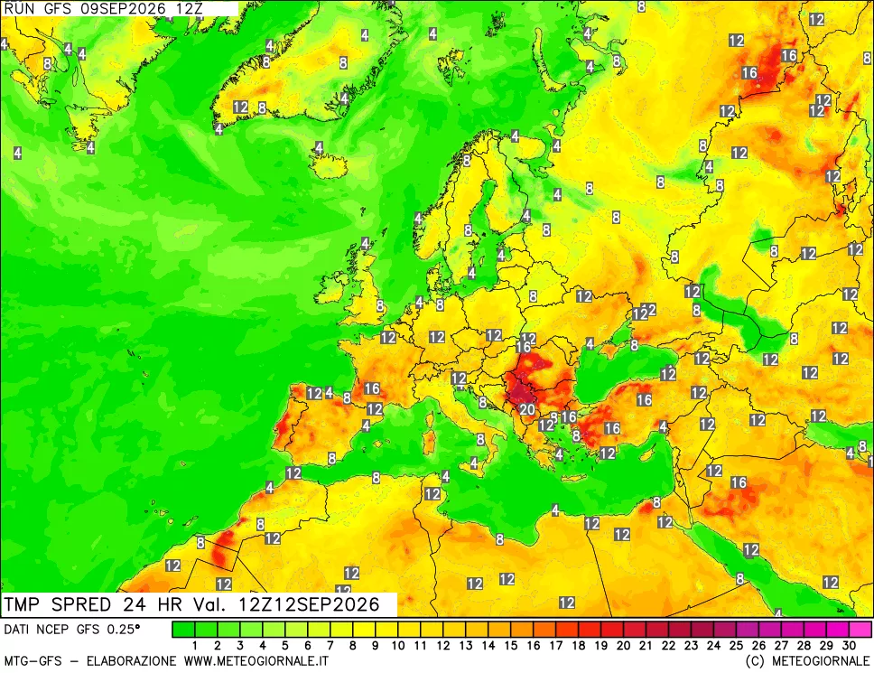 mappa Differenza TMax-TMin 24 ore