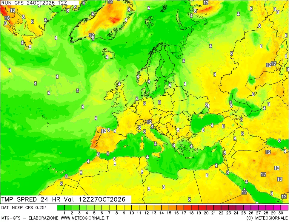 mappa Differenza TMax-TMin 24 ore