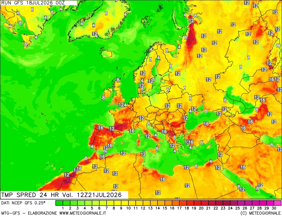 mappa Dif. TMax-TMin 24 ore