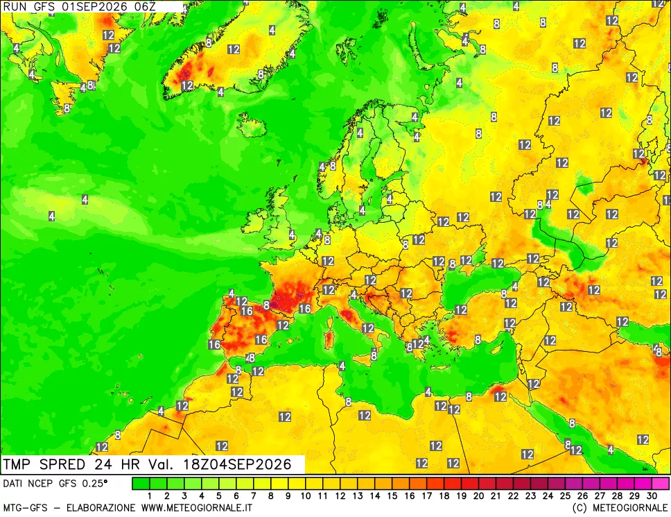 mappa Differenza TMax-TMin 24 ore