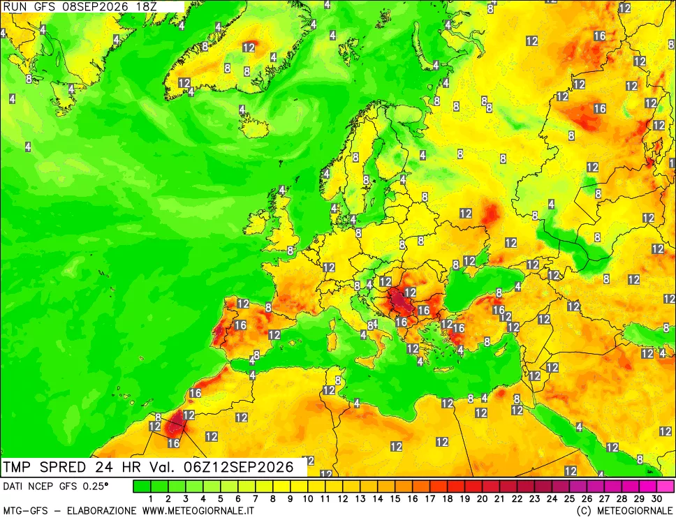 mappa Differenza TMax-TMin 24 ore