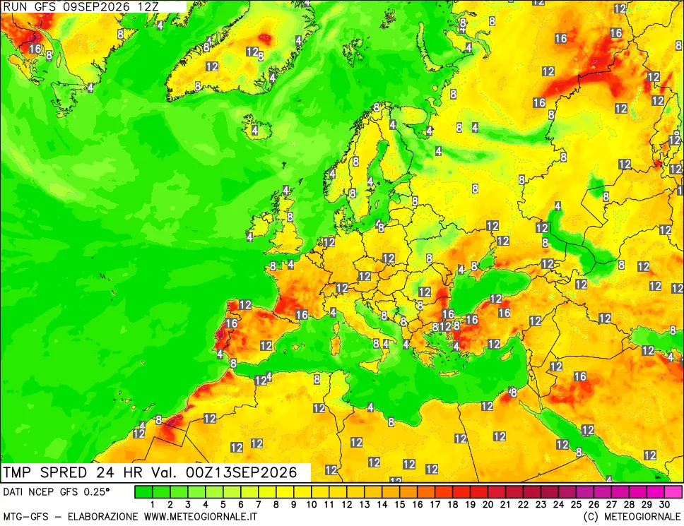 mappa Differenza TMax-TMin 24 ore