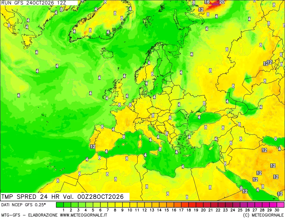 mappa Differenza TMax-TMin 24 ore