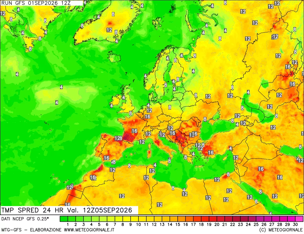 mappa Dif. TMax-TMin 24 ore