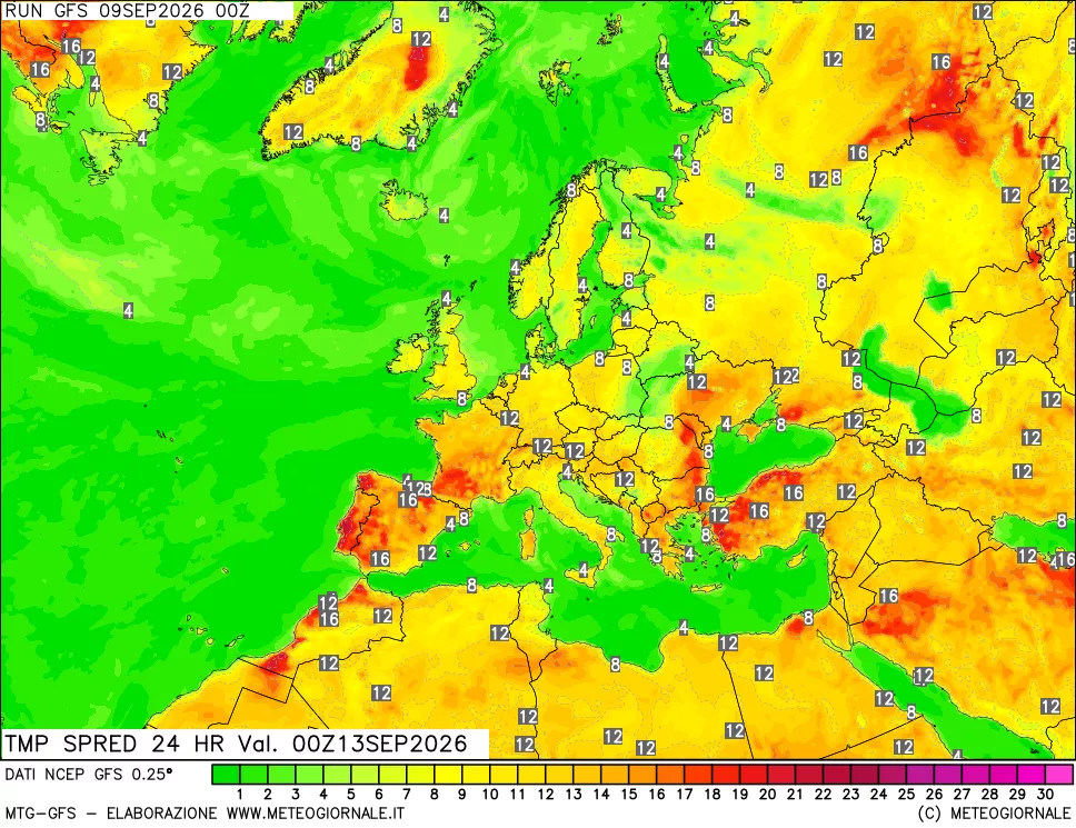 mappa Dif. TMax-TMin 24 ore