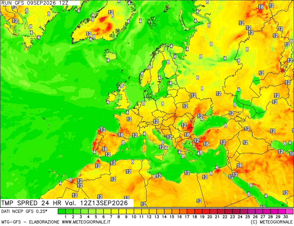 mappa Differenza TMax-TMin 24 ore