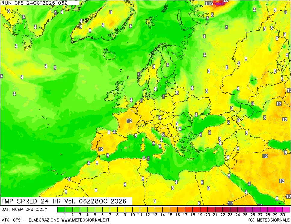 mappa Dif. TMax-TMin 24 ore
