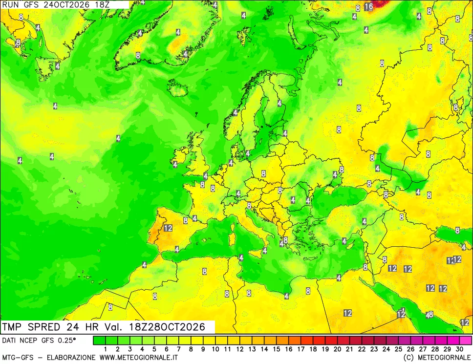 mappa Differenza TMax-TMin 24 ore