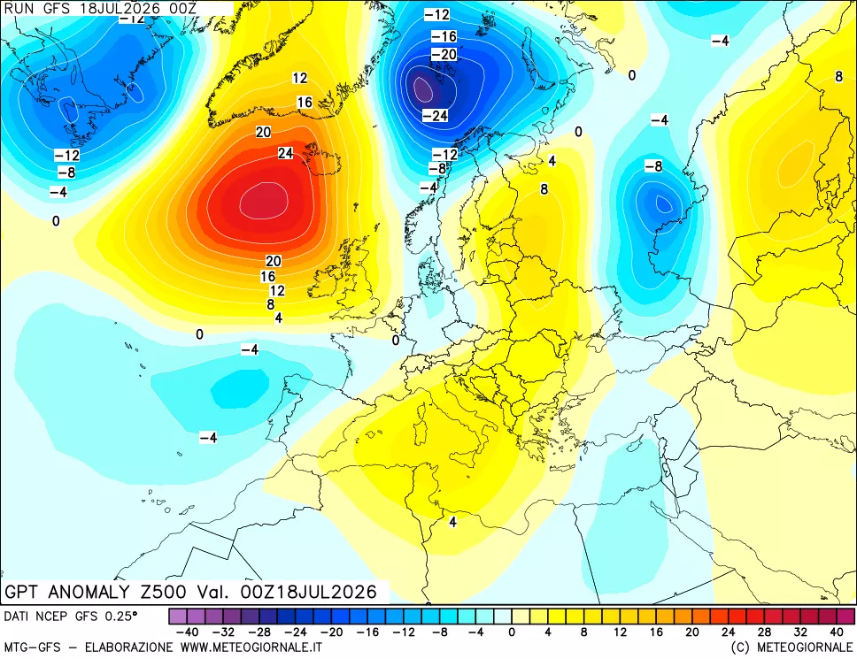 mappa 500 hPa GPT Anomaly vs Cli.No 1981-2010