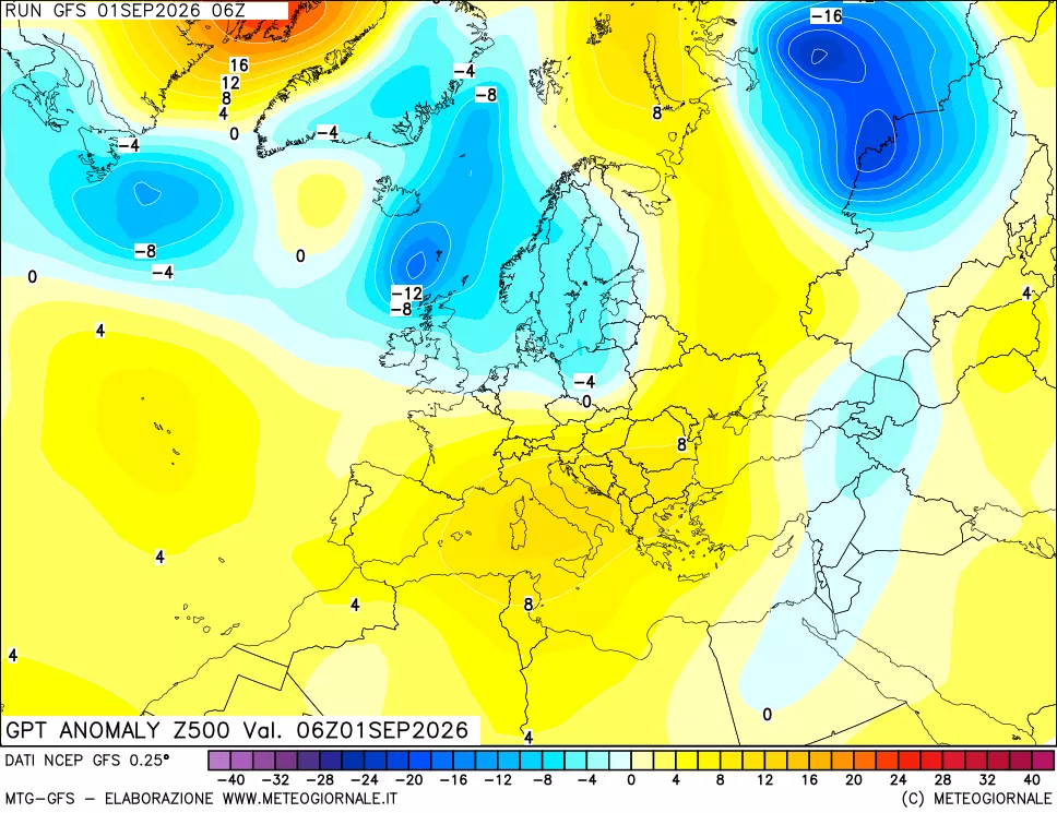 mappa 500 hPa GPT Anomaly vs Cli.No 1981-2010