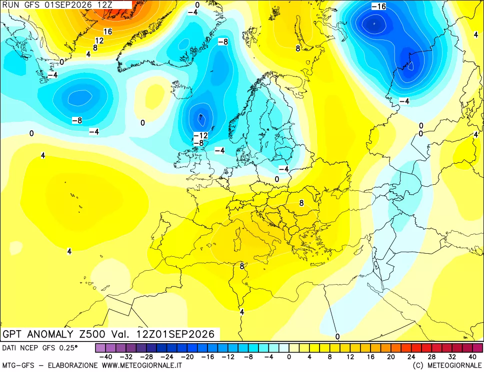 mappa 500 hPa GPT Anomaly vs Cli.No 1981-2010