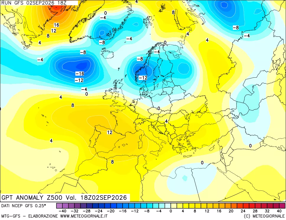 mappa 500 hPa GPT Anomaly vs Cli.No 1981-2010