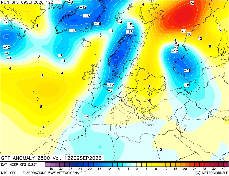 mappa 500 hPa GPT Anomaly vs Cli.No 1981-2010