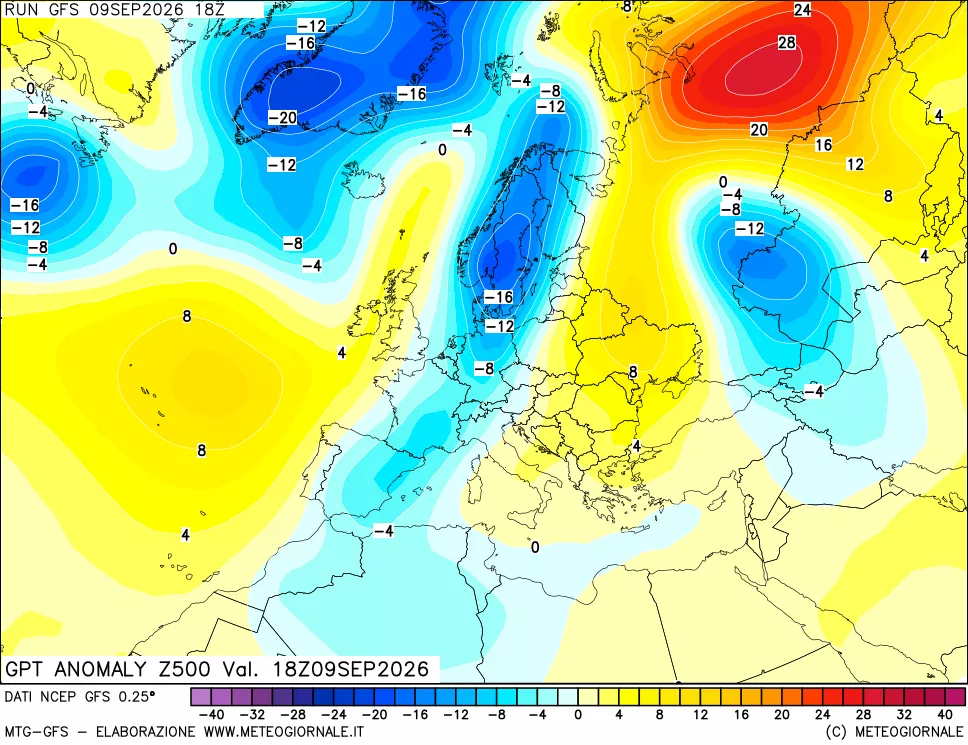 mappa 500 hPa GPT Anomaly vs Cli.No 1981-2010