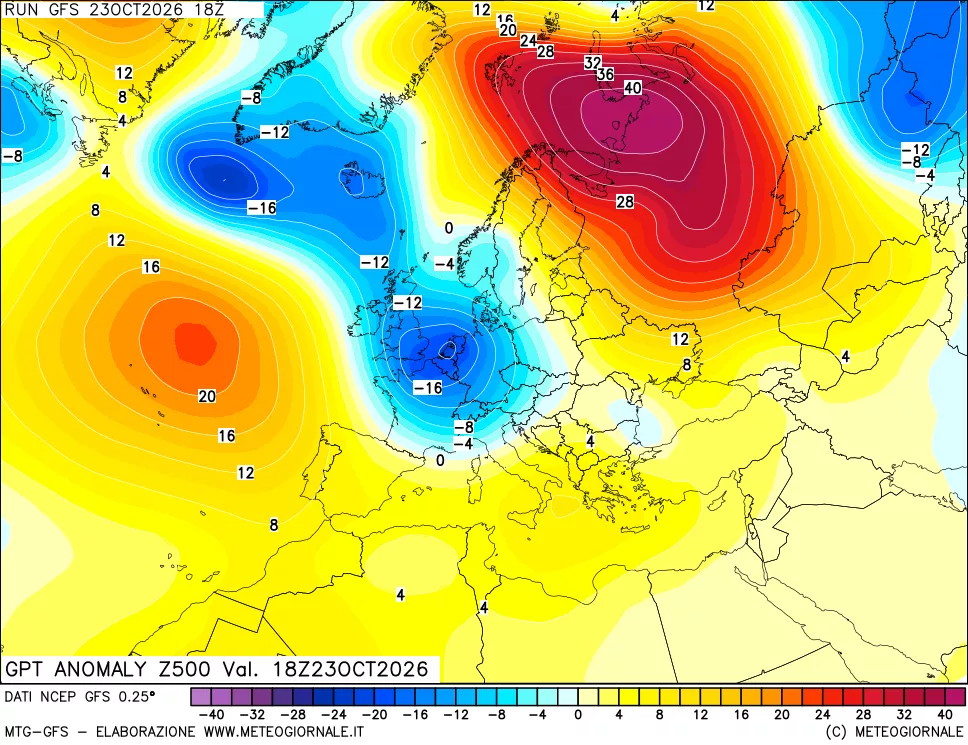 mappa 500 hPa GPT Anomaly vs Cli.No 1981-2010