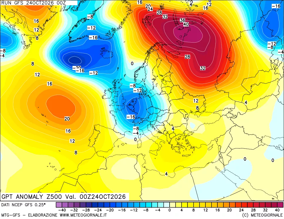 mappa 500 hPa GPT Anomaly vs Cli.No 1981-2010