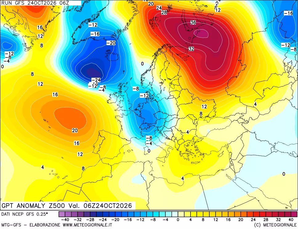 mappa 500 hPa GPT Anomaly vs Cli.No 1981-2010