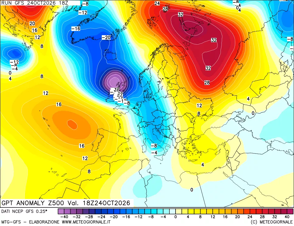 mappa 500 hPa GPT Anomaly vs Cli.No 1981-2010