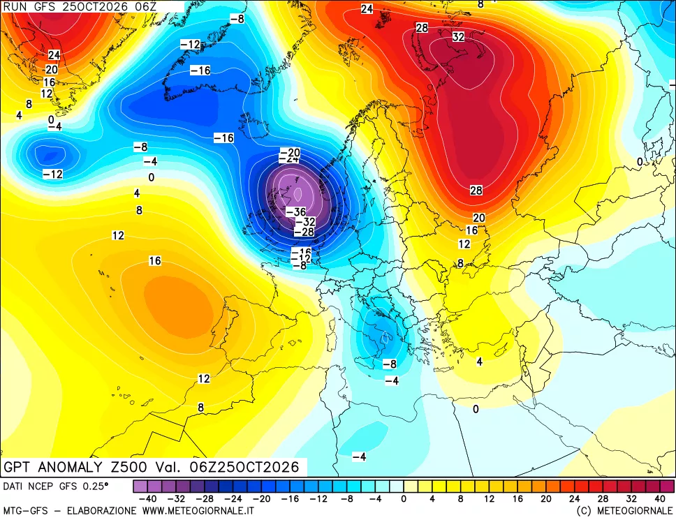 mappa 500 hPa GPT Anomaly vs Cli.No 1981-2010