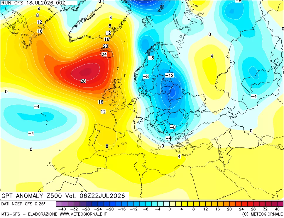 mappa 500 hPa GPT Anomaly vs Cli.No 1981-2010