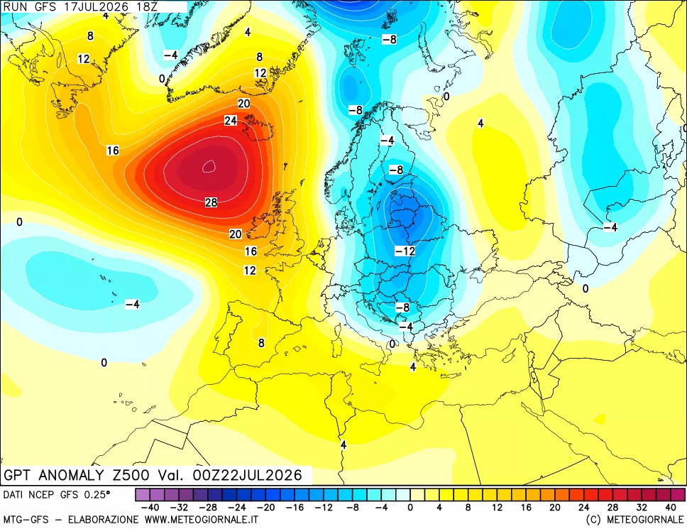 mappa 500 hPa GPT Anomaly vs Cli.No 1981-2010