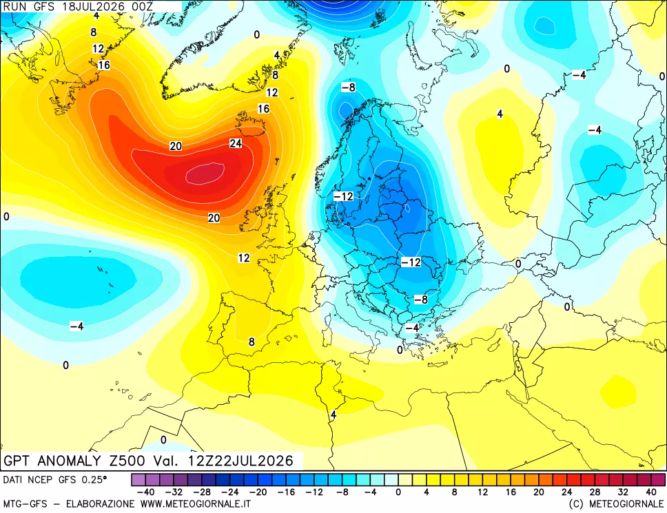 mappa 500 hPa GPT Anomaly vs Cli.No 1981-2010