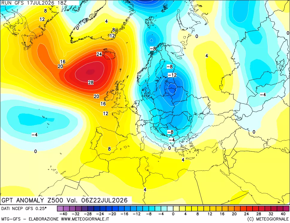 mappa 500 hPa GPT Anomaly vs Cli.No 1981-2010