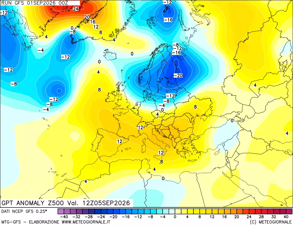 mappa 500 hPa GPT Anomaly vs Cli.No 1981-2010