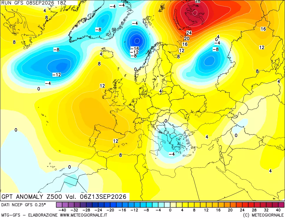 mappa 500 hPa GPT Anomaly vs Cli.No 1981-2010