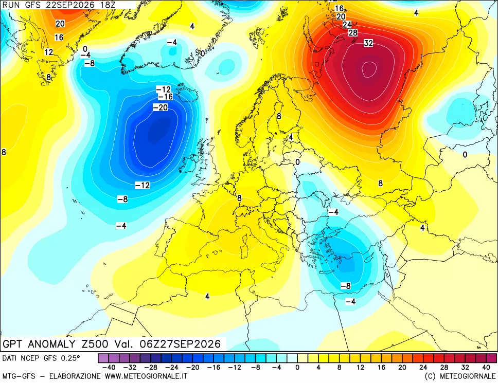 mappa 500 hPa GPT Anomaly vs Cli.No 1981-2010
