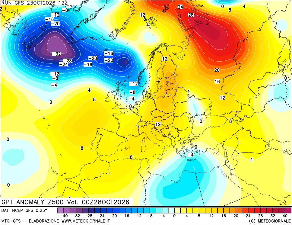 mappa 500 hPa GPT Anomaly vs Cli.No 1981-2010