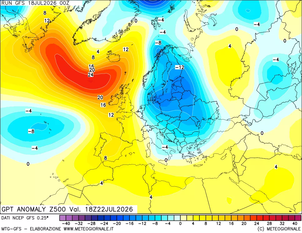mappa 500 hPa GPT Anomaly vs Cli.No 1981-2010