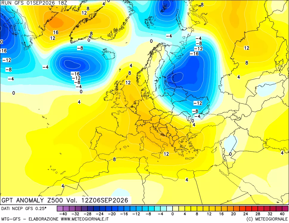 mappa 500 hPa GPT Anomaly vs Cli.No 1981-2010