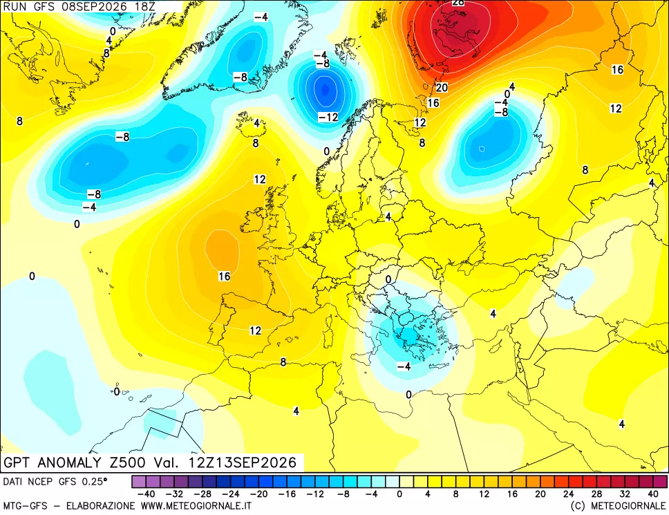mappa 500 hPa GPT Anomaly vs Cli.No 1981-2010