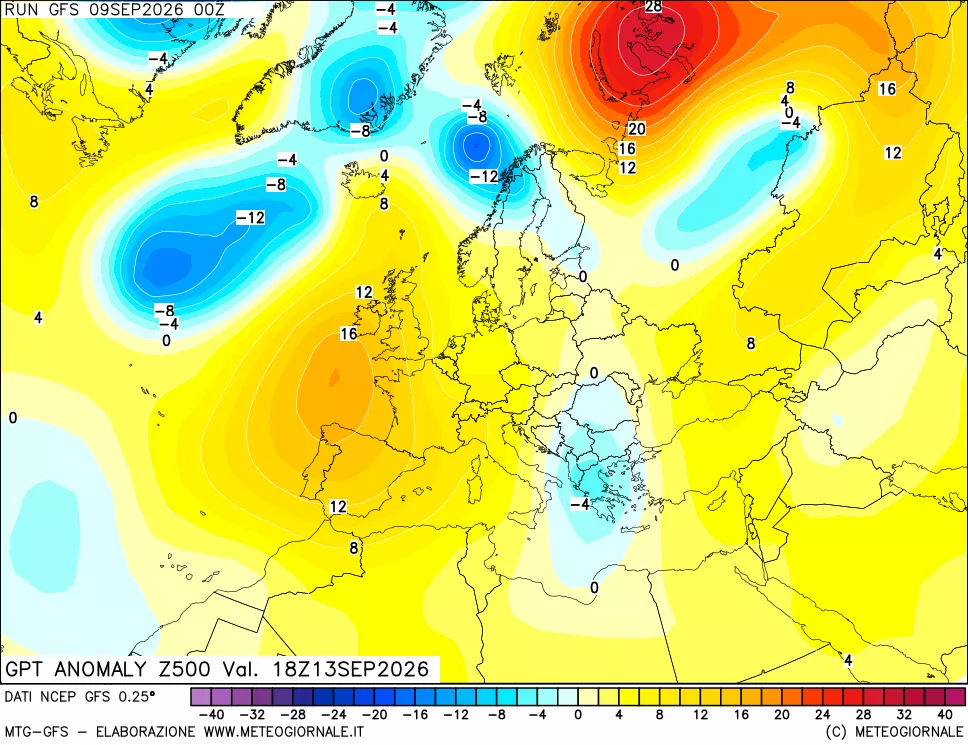 mappa 500 hPa GPT Anomaly vs Cli.No 1981-2010