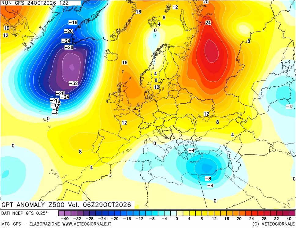 mappa 500 hPa GPT Anomaly vs Cli.No 1981-2010