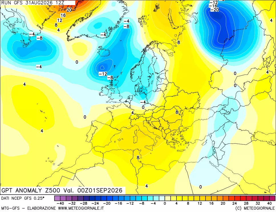 mappa 500 hPa GPT Anomaly vs Cli.No 1981-2010